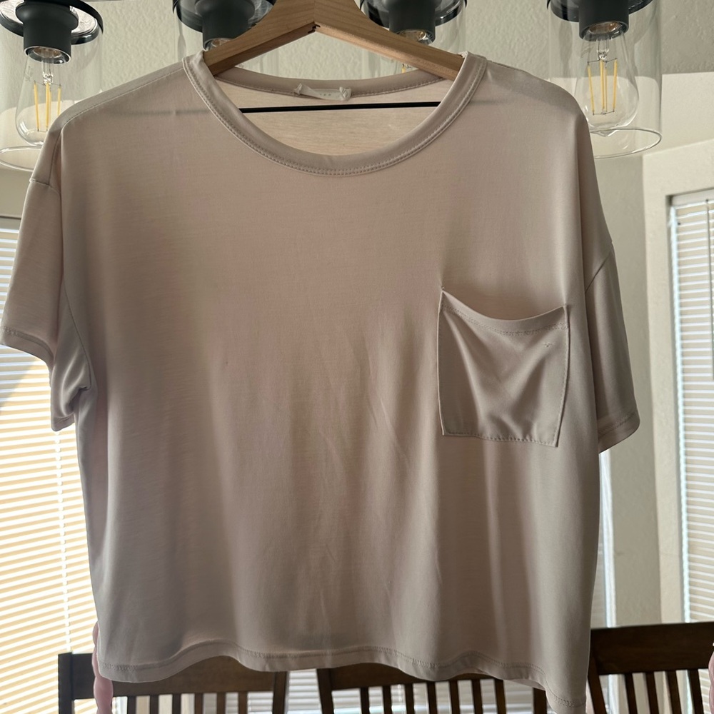 Lush Cream Short Sleeve Tee with Pocket